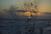 Bild: Barmouth - Brandung und Sonnenuntergang